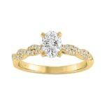 1.00Ct Round & Oval Diamond Classic Ring In 14K Yellow Gold Ladies Fine Jewelry Ring 3/4Ct Oval Center Stone (Color F-G -Clarity Vs1/Vs2)