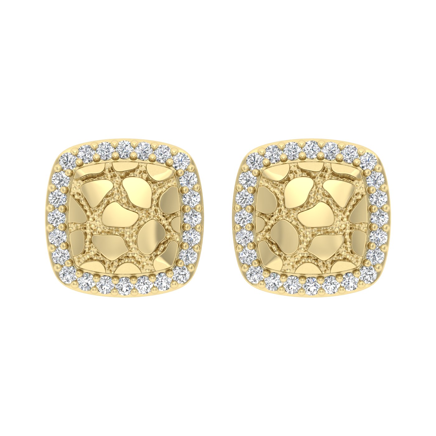 “Ladies Nugget Halo Fashion Earrings 0.25Ct Round Diamond 10K Yellow Gold – Fashionable Women’S Jewelry Gift 1 “Ladies Nugget Halo Fashion Earrings 0.25Ct Round Diamond 10K Yellow Gold – Fashionable Women’S Jewelry Gift - Image 1