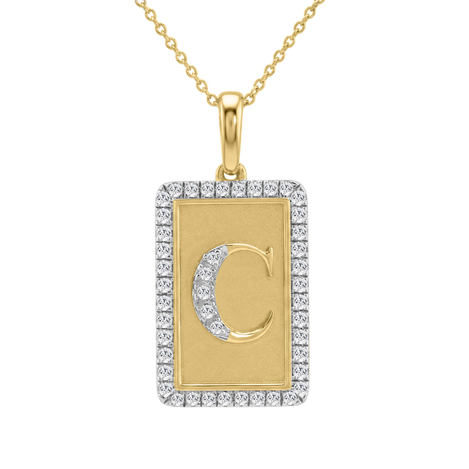 Elegant Ladies 0.20Ct Round Diamond “C Alphabet Fashion Pendant With Chain – 10K Yellow Gold 1 Elegant Ladies 0.20Ct Round Diamond “C Alphabet Fashion Pendant With Chain – 10K Yellow Gold - Image 1