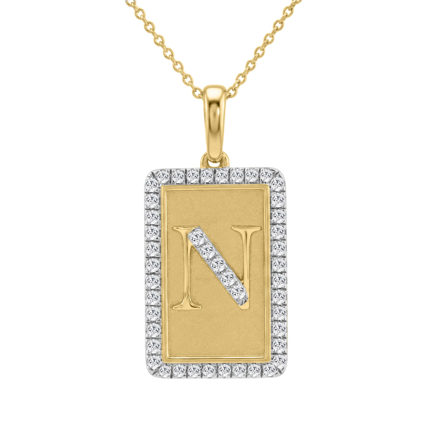 Elegant Ladies 0.20Ct Round Diamond “N Alphabet Fashion Pendant With Chain – 10K Yellow Gold 1 Elegant Ladies 0.20Ct Round Diamond “N Alphabet Fashion Pendant With Chain – 10K Yellow Gold - Image 1