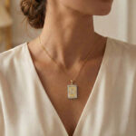 Elegant Ladies 0.20Ct Round Diamond “R Alphabet Fashion Pendant With Chain – 10K Yellow Gold - Image 3