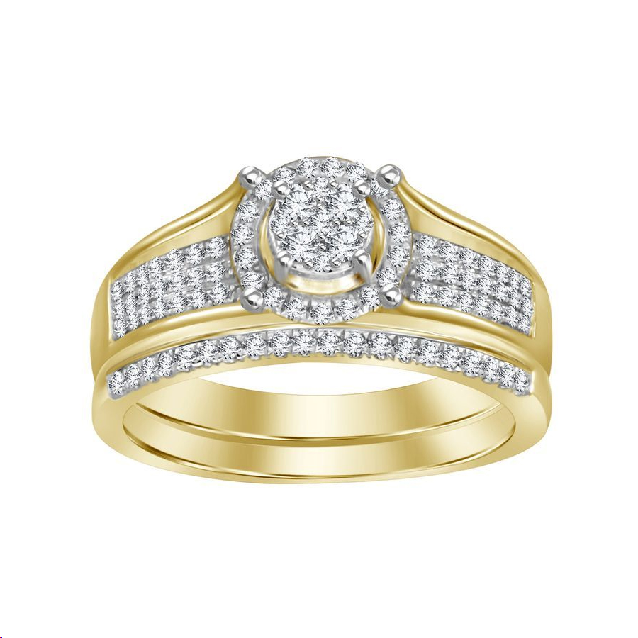 LADIES TRIO SET 0.50CT ROUND DIAMOND 10K YELLOW GOLD 1 LADIES TRIO SET 0.50CT ROUND DIAMOND 10K YELLOW GOLD - Image 1