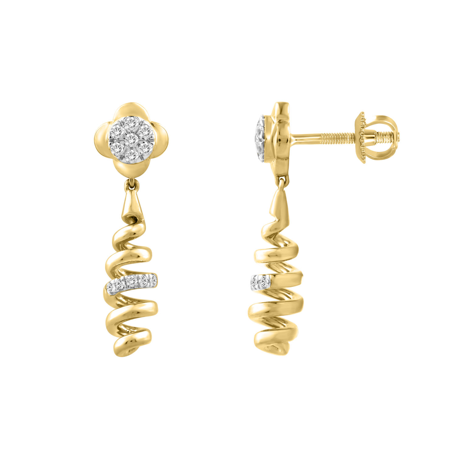 LADIES EARRINGS 0.16CT ROUND DIAMOND 10K YELLOW GOLD 1 LADIES EARRINGS 0.16CT ROUND DIAMOND 10K YELLOW GOLD - Image 1