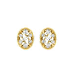 LADIES EARRINGS 0.20CT ROUND/BAGUETTE DIAMOND 10K YELLOW GOLD