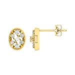LADIES EARRINGS 0.20CT ROUND/BAGUETTE DIAMOND 10K YELLOW GOLD - Image 2