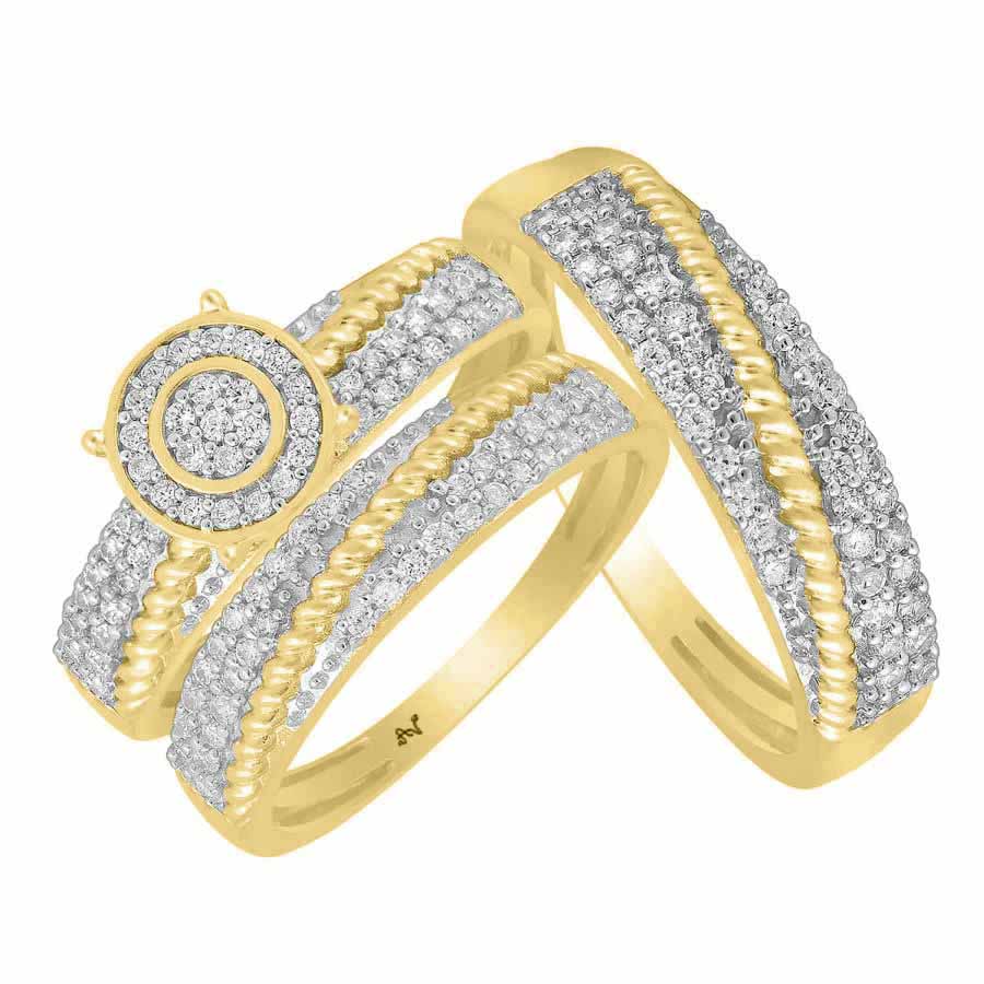 LADIES TRIO SET 0.75CT ROUND DIAMOND 10K YELLOW GOLD 1 LADIES TRIO SET 0.75CT ROUND DIAMOND 10K YELLOW GOLD - Image 1