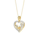 Elegance Ladies Love Heart-Shaped Pendant 0.20Ct  Round Diamond, 10K Yellow Gold Fashion Pendant With Chain - Image 3