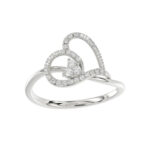 Elegant Ladies Heart Ring 0.15Ct Round Diamond Sterling Silver White Romantic Promise Jewelry For Women