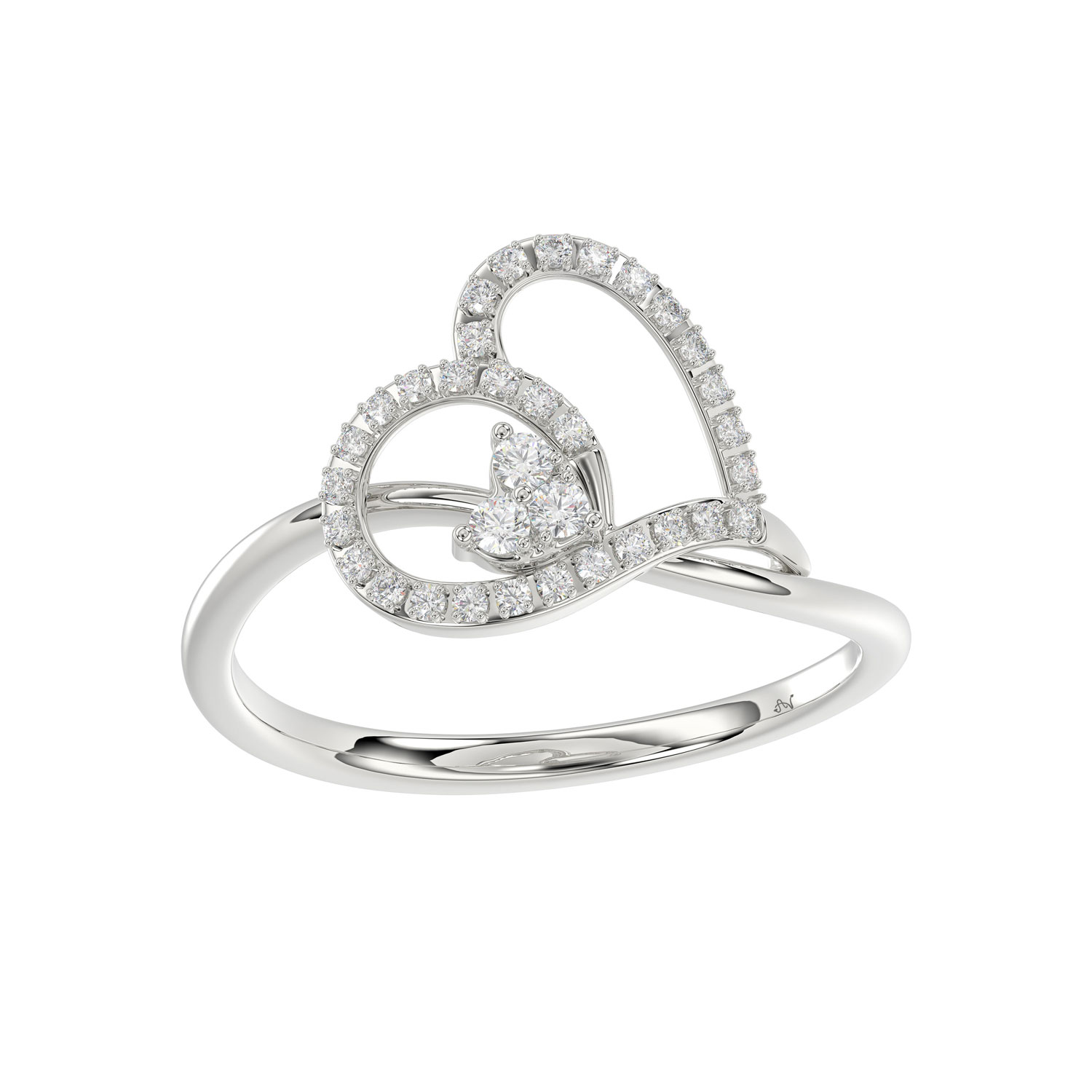 Elegant Ladies Heart Ring 0.15Ct Round Diamond Sterling Silver White Romantic Promise Jewelry For Women 1 Elegant Ladies Heart Ring 0.15Ct Round Diamond Sterling Silver White Romantic Promise Jewelry For Women - Image 1