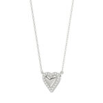 Round Diamond Heart Necklace, 0.10Ct Sterling Silver  Love Necklace, Minimal Heart Charm Pendant For Your Loved One, Girlfriend Gift - Image 2