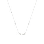 14K White Gold 0.16Ct Ladies Pearl Necklace  Round Diamond Bezel Design