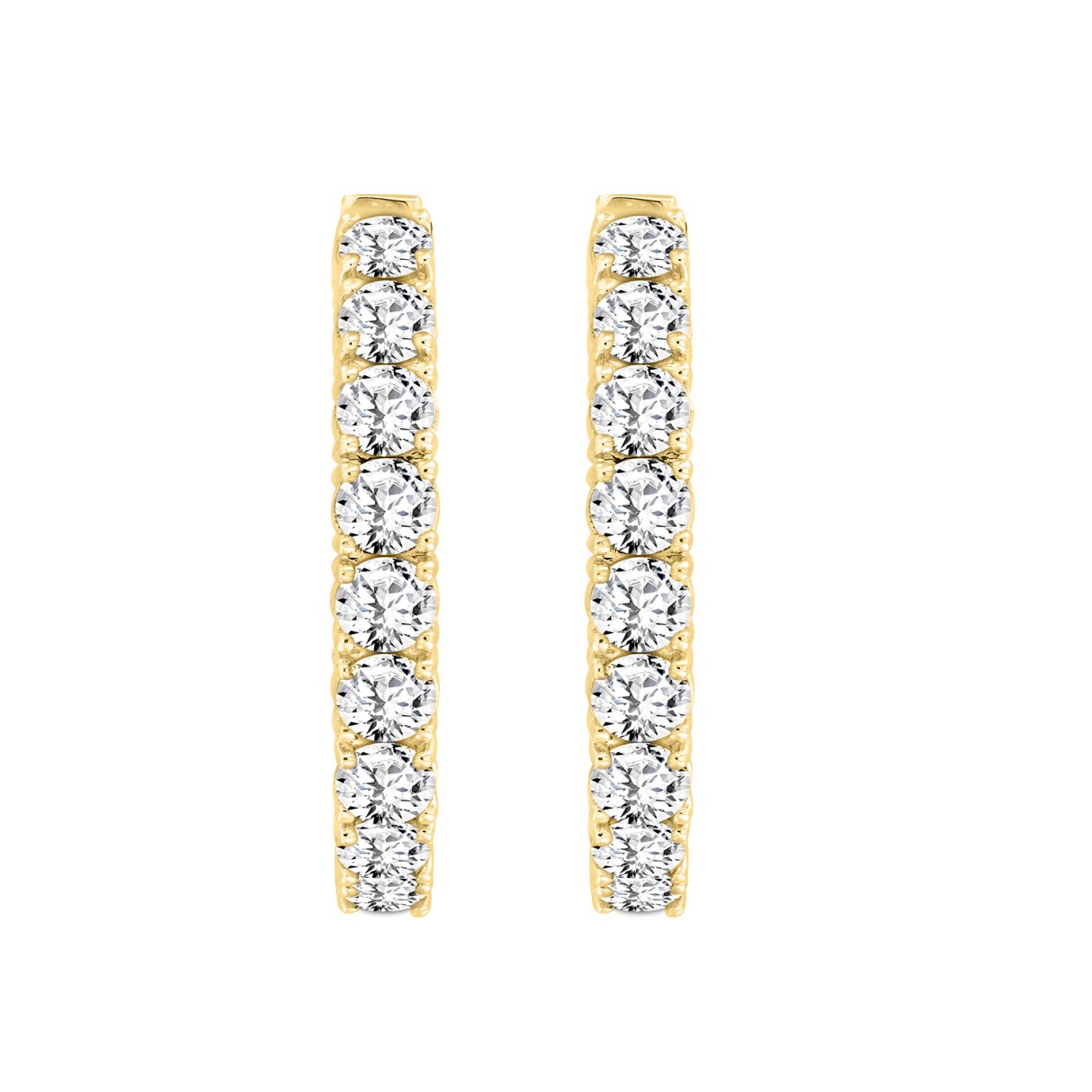 LADIES HOOP EARRINGS 11CT ROUND DIAMOND 14K YELLOW GOLD 1 LADIES HOOP EARRINGS 11CT ROUND DIAMOND 14K YELLOW GOLD - Image 1