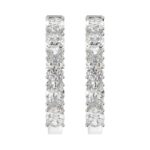LADIES HOOP EARRINGS 2CT OVAL DIAMOND 14K WHITE GOLD