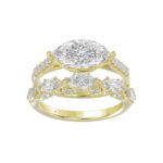 14K YELLOW GOLD 3 1/2CT ROUND/MARQUISE DIAMOND LADIES BRIDAL SET (CENTER STONE MARQUISE DIAMOND 2.00CT)
