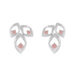 ETERNAL BLUSH COLLECTION LADIES EARRINGS 1/2CT ROUND DIAMOND 14K WHITE GOLD (CENTER STONE PINK ROUND DIAMOND 1/3CT)