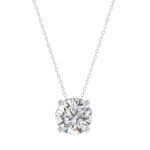 LADIES SOLITAIRE PENDANT WITH UNDER-PASS CHAIN 2.00CT ROUND DIAMOND 14K WHITE GOLD