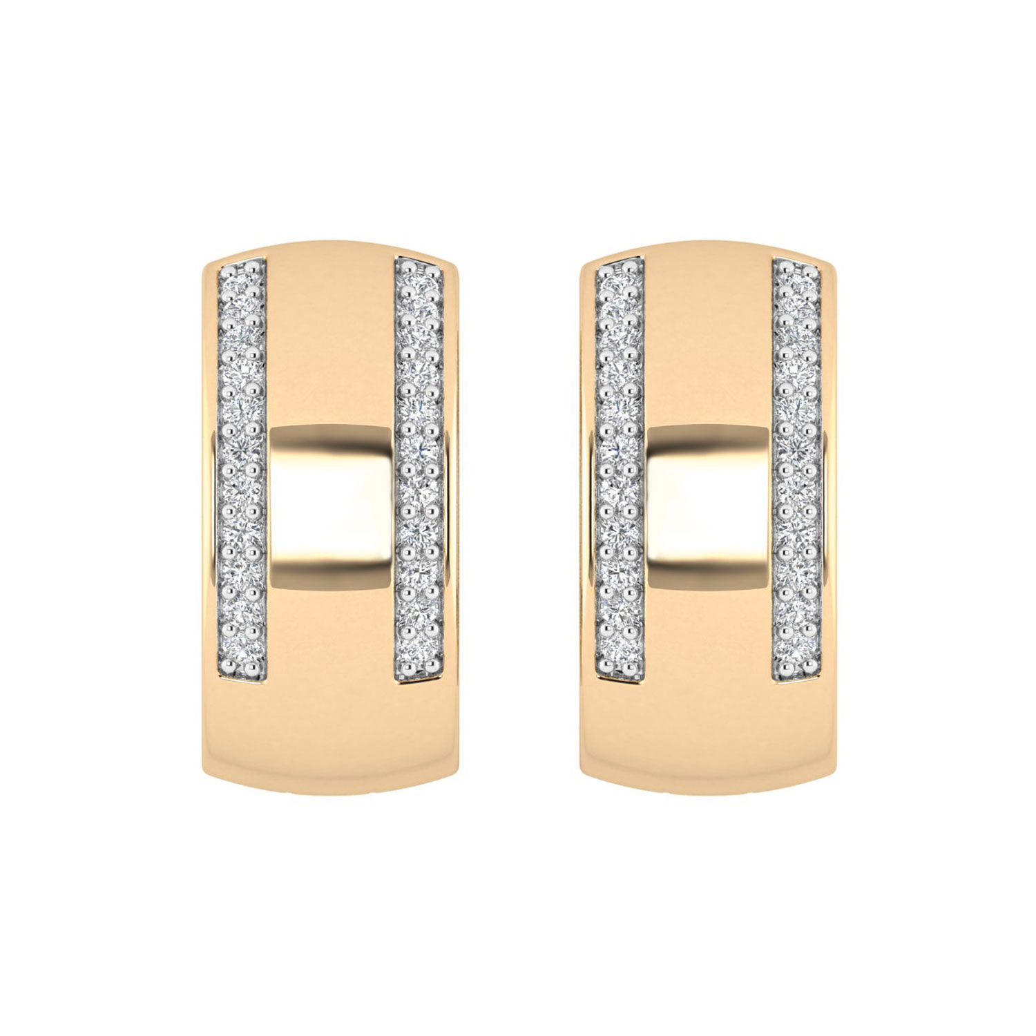 LADIES HOOPS EARRINGS 0.13CT ROUND DIAMOND 10K YELLOW GOLD 1 LADIES HOOPS EARRINGS 0.13CT ROUND DIAMOND 10K YELLOW GOLD - Image 1