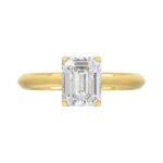 LADIES SOLITAIRE RING 2CT EMERALD DIAMOND 14K YELLOW GOLD - Image 5