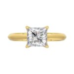 LADIES SOLITAIRE RING 2CT PRINCESS DIAMOND 14K YELLOW GOLD - Image 5