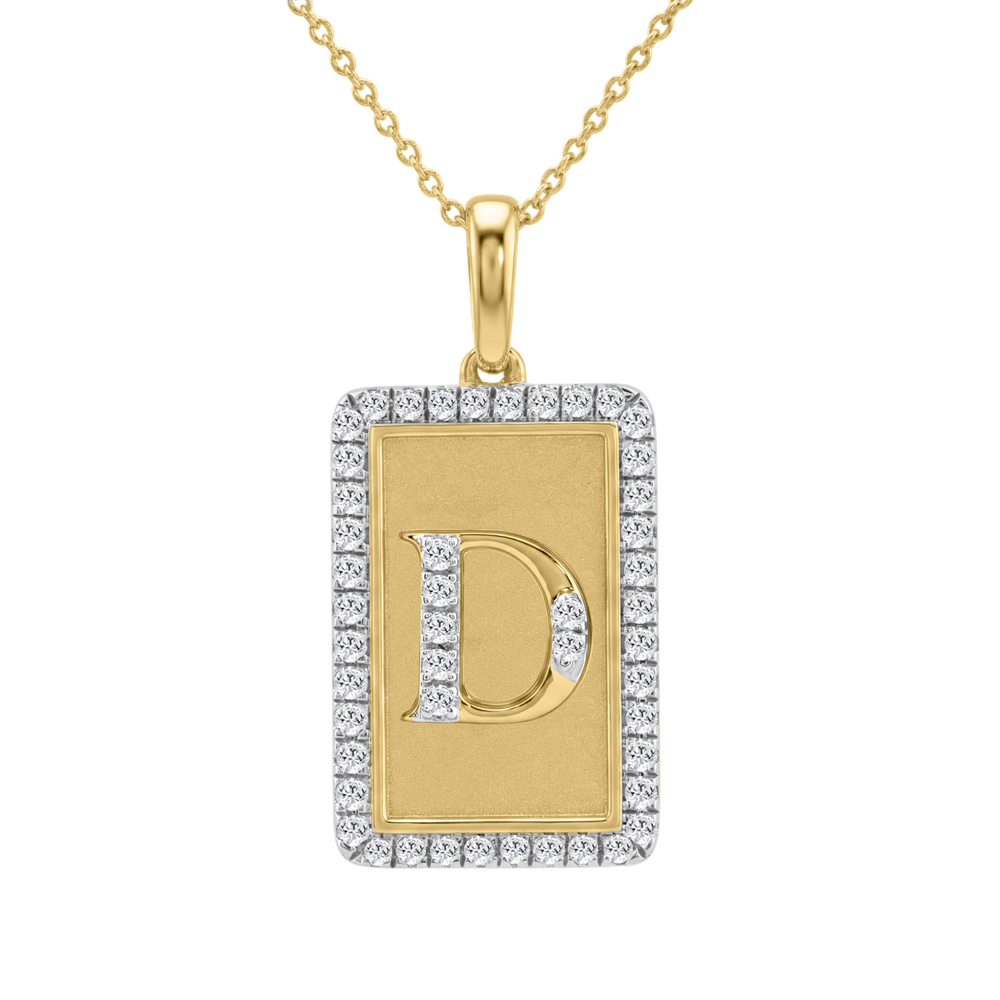 10K Yellow Gold letter 'D' Fashion Pendant With Chain - 0.20 CT Round Diamond Ladies Jewelry Gift 1 10K Yellow Gold letter 'D' Fashion Pendant With Chain - 0.20 CT Round Diamond Ladies Jewelry Gift - Image 1