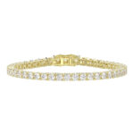 LADIES TENNIS BRACELET 5.00CT ROUND DIAMOND 14K YELLOW GOLD