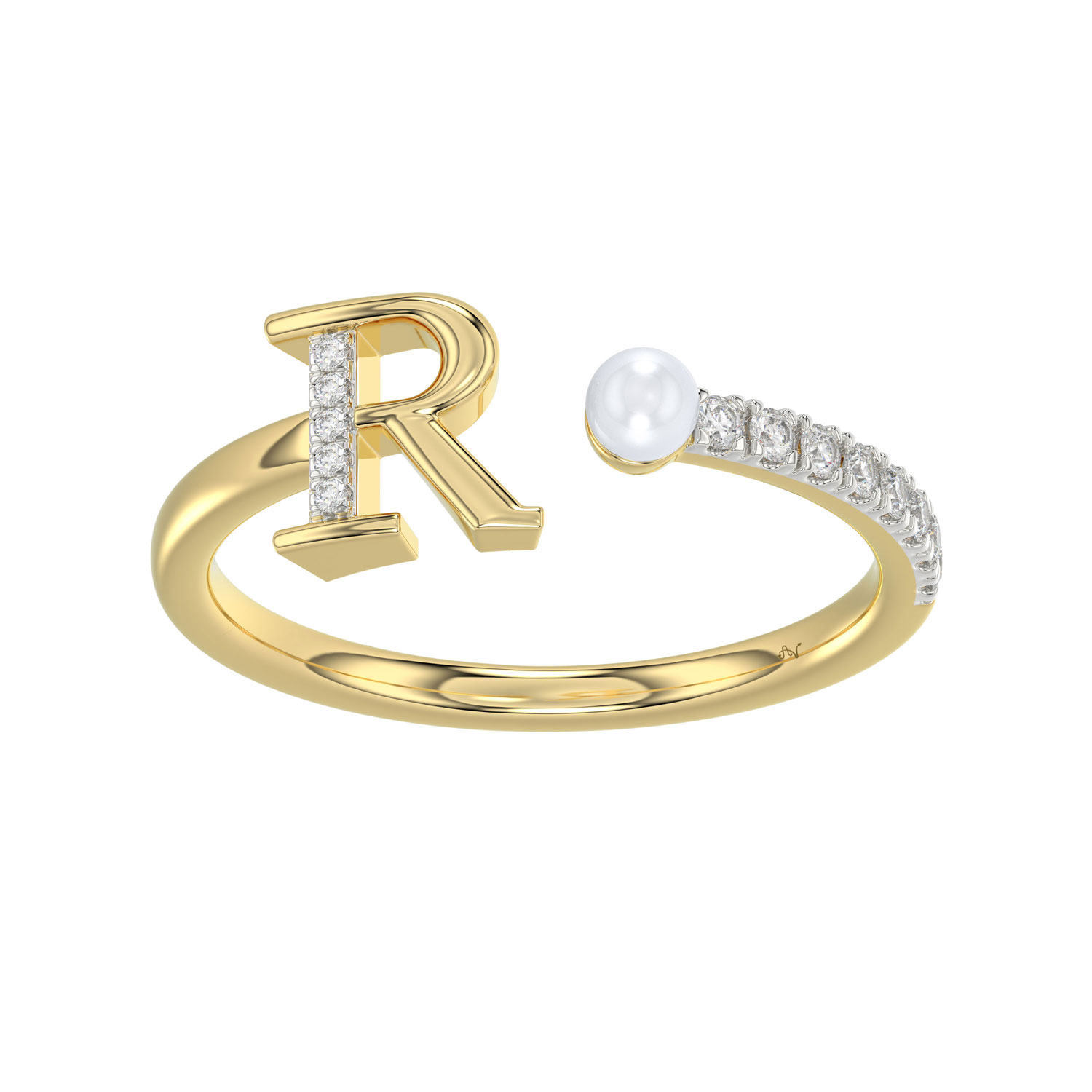 LADIES RING 0.10CT ROUND/PEARL DIAMOND 10K YELLOW GOLD 1 LADIES RING 0.10CT ROUND/PEARL DIAMOND 10K YELLOW GOLD - Image 1