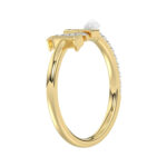 LADIES RING 0.10CT ROUND/PEARL DIAMOND 10K YELLOW GOLD - Image 4