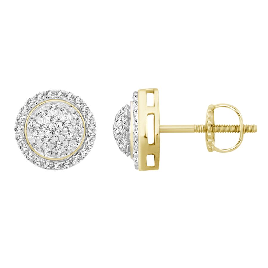 LADIES STUD EARRINGS 0.25CT ROUND DIAMOND 10K YELLOW GOLD 1 LADIES STUD EARRINGS 0.25CT ROUND DIAMOND 10K YELLOW GOLD - Image 1