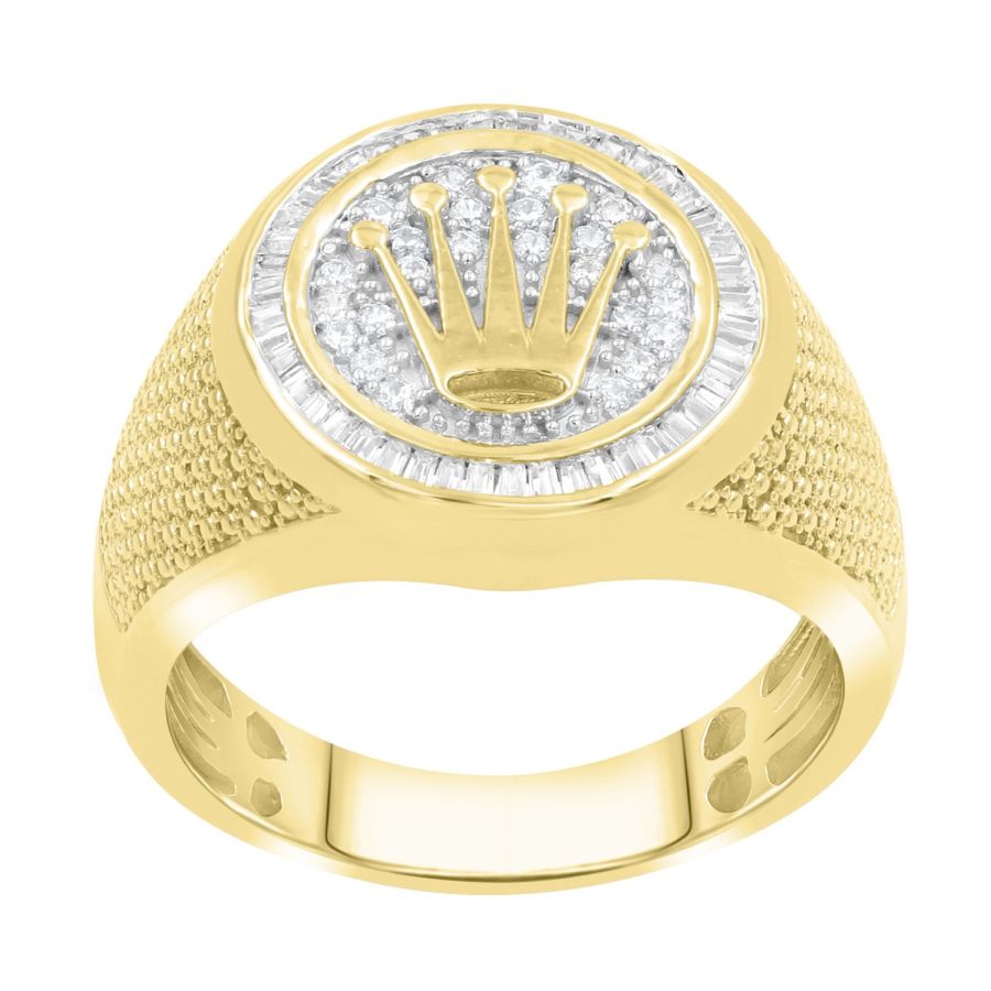 MEN'S RING 0.50CT ROUND/BAGUETTE DIAMOND 10K YELLOW GOLD 1 MEN'S RING 0.50CT ROUND/BAGUETTE DIAMOND 10K YELLOW GOLD - Image 1