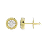 LADIES EARRINGS 0.20CT ROUND DIAMOND 14K YELLOW GOLD - Image 2