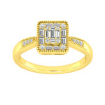 LADIES RING 0.25CT ROUND/BAGUETTE DIAMOND 14K YELLOW GOLD
