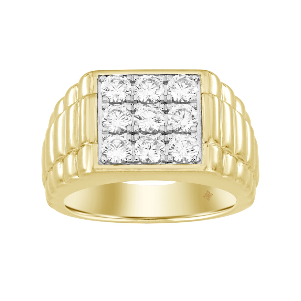 MEN'S RING 1 1/2CT ROUND DIAMOND 14K YELLOW GOLD 1 MEN'S RING 1 1/2CT ROUND DIAMOND 14K YELLOW GOLD - Image 1