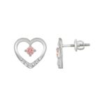 ETERNAL BLUSH COLLECTION LADIES EARRINGS 1/3CT ROUND DIAMOND 14K WHITE GOLD (CENTER STONE PINK ROUND DIAMOND 1/5CT) - Image 2