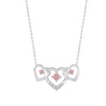 ETERNAL BLUSH COLLECTION LADIES NECKLACE 1/3CT ROUND DIAMOND 14K WHITE GOLD WITH CHAIN (CENTER STONE PINK ROUND DIAMOND 1/3CT)