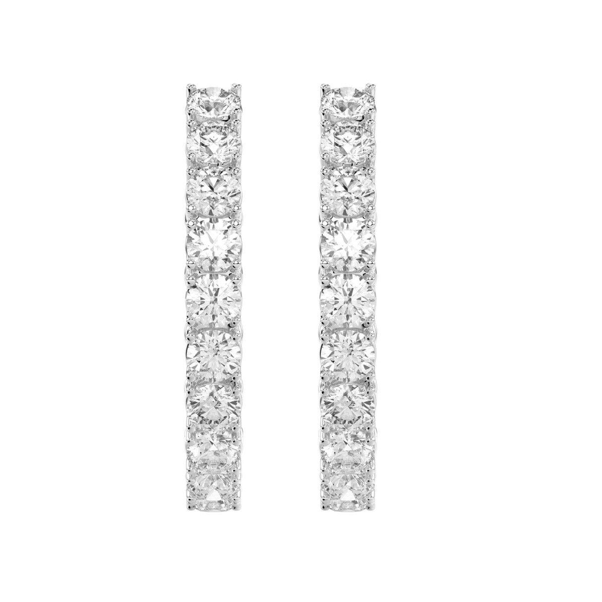 LADIES HOOP EARRINGS 7CT ROUND DIAMOND 14K WHITE GOLD 1 LADIES HOOP EARRINGS 7CT ROUND DIAMOND 14K WHITE GOLD - Image 1