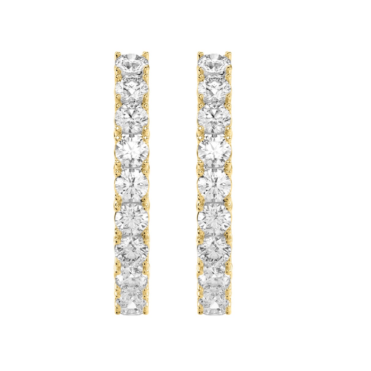 LADIES HOOP EARRINGS 7CT ROUND DIAMOND 14K YELLOW GOLD 1 LADIES HOOP EARRINGS 7CT ROUND DIAMOND 14K YELLOW GOLD - Image 1
