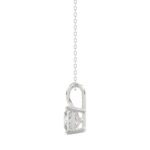 LADIES SOLITAIRE PENDANT WITH CHAIN 2CT PRINCESS DIAMOND 14K WHITE GOLD - Image 2