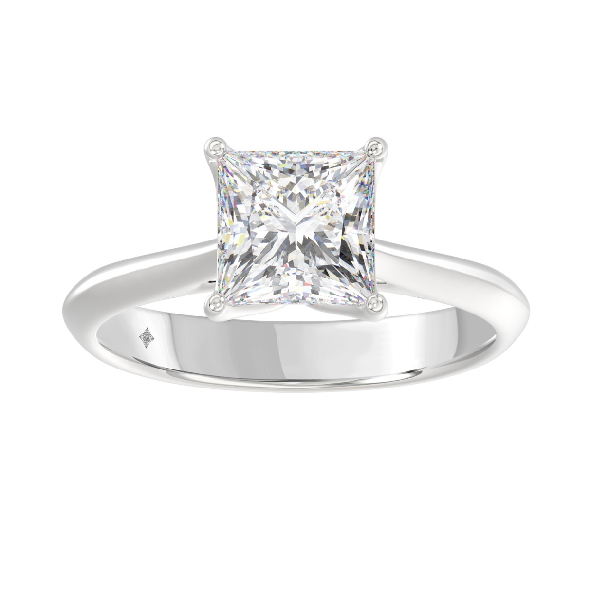 LADIES SOLITAIRE RING 2CT PRINCESS DIAMOND 14K WHITE GOLD 1 LADIES SOLITAIRE RING 2CT PRINCESS DIAMOND 14K WHITE GOLD - Image 1