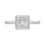 LADIES SOLITAIRE RING 2CT PRINCESS DIAMOND 14K WHITE GOLD (CENTER STONE PRINCESS DIAMOND 2CT ) - Image 5