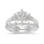 14K WHITE GOLD 1 1/2CT ROUND DIAMOND LADIES BRIDAL SET (CENTER STONE PRINCESS DIAMOND 1CT)