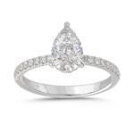 14K WHITE GOLD 1 3/4CT ROUND/PEAR DIAMOND LADIES RING (CENTER STONE PEAR DIAMOND 1 1/2CT)