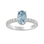 14K WHITE GOLD 2 1/2CT ROUND/OVAL DIAMOND LADIES RING (CENTER STONE BLUE OVAL DIAMOND 2CT)
