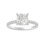 14K WHITE GOLD 2 1/4CT ROUND/CUSHION DIAMOND LADIES RING (CENTER STONE CUSHION DIAMOND 2CT)