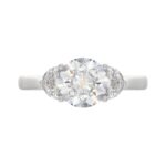 14K WHITE GOLD 2 5/8CT ROUND/HALFMOON DIAMOND LADIES RING (CENTER STONE ROUND DIAMOND 2CT) - Image 5
