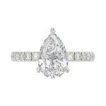 14K WHITE GOLD 3 1/2CT ROUND/PEAR DIAMOND LADIES RING (CENTER STONE PEAR DIAMOND 3CT) - Image 5