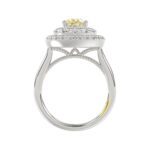 14K WHITE GOLD CRAFTED WITH 18K YELLOW GOLD SHANK  2 1/2CT ROUND/YELLOW PEAR DIAMOND LADIES RING - Image 2