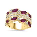 14K YELLOW GOLD 2.00CT ROUND/MARQUISE DIAMOND LADIES RING (RUBY DIAMOND 1 1/2CT)