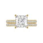 14K YELLOW GOLD 3 1/2CT ROUND/PRINCESS DIAMOND LADIES BRIDAL SET (CENTER STONE PRINCESS DIAMOND 3CT) - Image 5