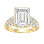 14K YELLOW GOLD 4.00CT ROUND/MARQUISE/EMERALD DIAMOND LADIES RING (CENTER STONE EMERALD DIAMOND 3CT)