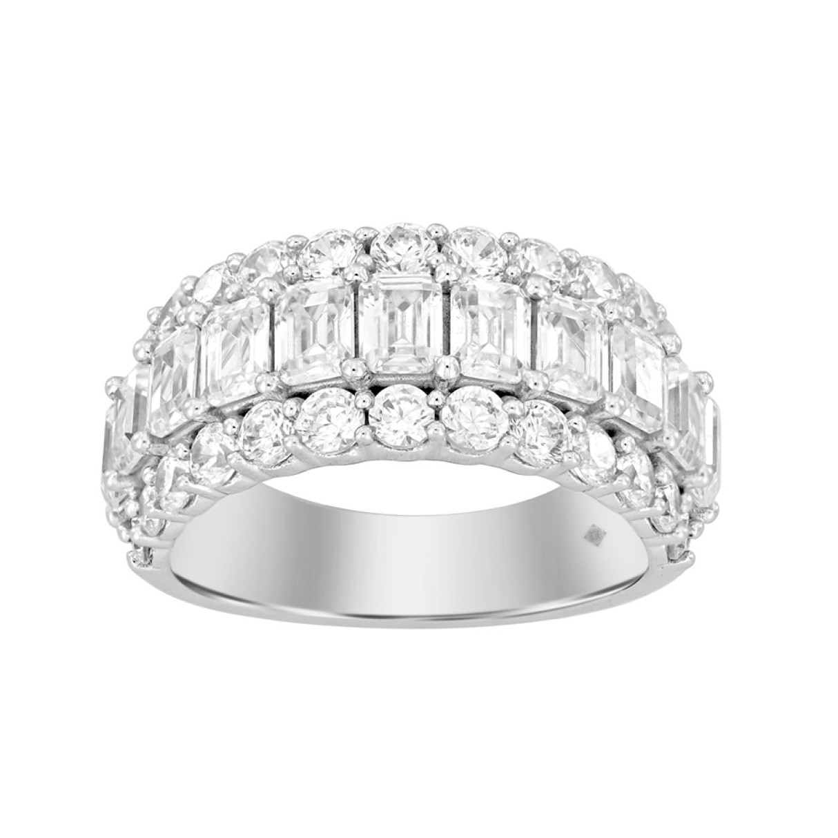 LADIES BAND 3 1/2CT ROUND/EMERALD DIAMOND 14K WHITE GOLD 1 LADIES BAND 3 1/2CT ROUND/EMERALD DIAMOND 14K WHITE GOLD - Image 1